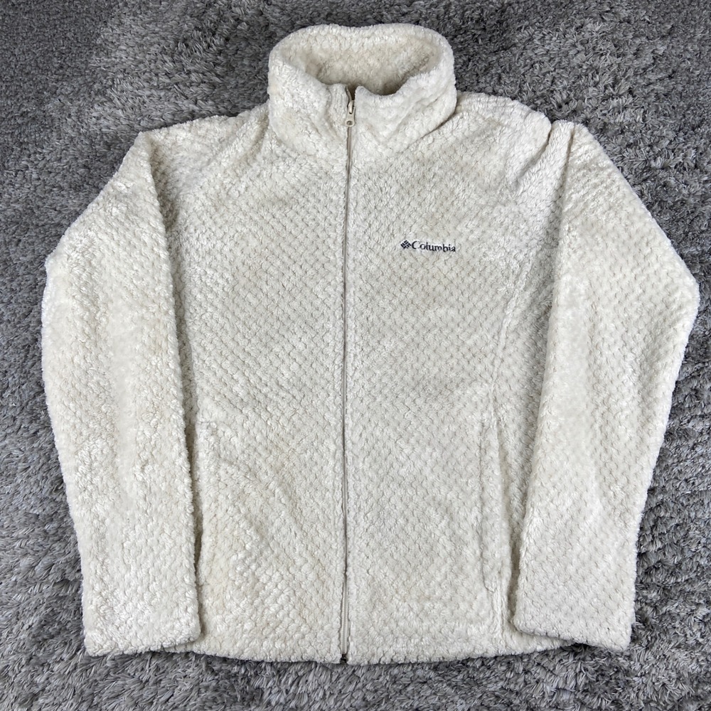 Columbia Beech Forest Full Zip Fleece Jacket Womens M Cream Sherpa High Pile